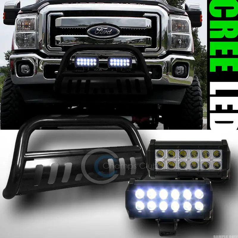 Black Bull Bar Bumper Grill Guard With 36W Cree Led Fog Lights For 2011–2016 Ford F-250/F-350 1
