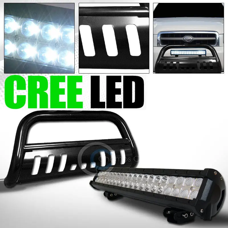 Black Bull Bar Bumper Grille Guard With 120W Cree Led Fog Lights – 1999–2004 Nissan Pathfinder 1