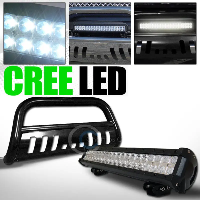 Black Bull Bar Bumper Guard With 120W Cree Led Fog Lights For 2007–2014 Cadillac Escalade & Chevrolet Avalanche 1