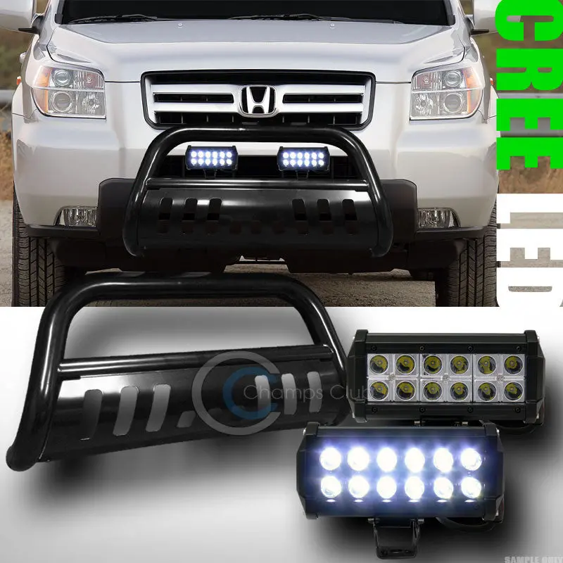 Black Bull Bar Bumper Guard With 36W Cree Led Fog Light For 2003–2008 Honda Pilot & 2006+ Ridgeline 1