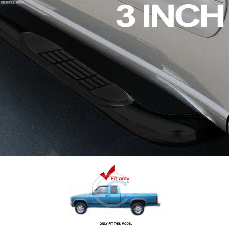 Black Powder-Coated 3" Steel Side Step Nerf Bars For 2005–2011 Dodge Dakota Club/Extended Cab 1