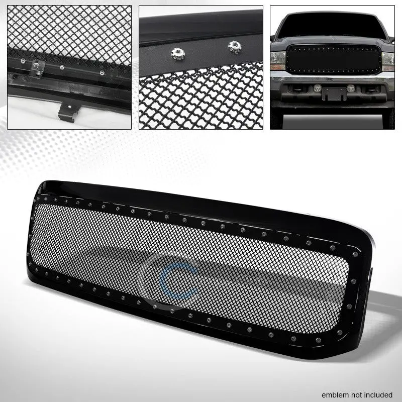 Black Rivet Steel Wire Mesh Grille Insert For Front Bumper – Designed For 1999–2004 Ford F-250/F-350 Super Duty 1