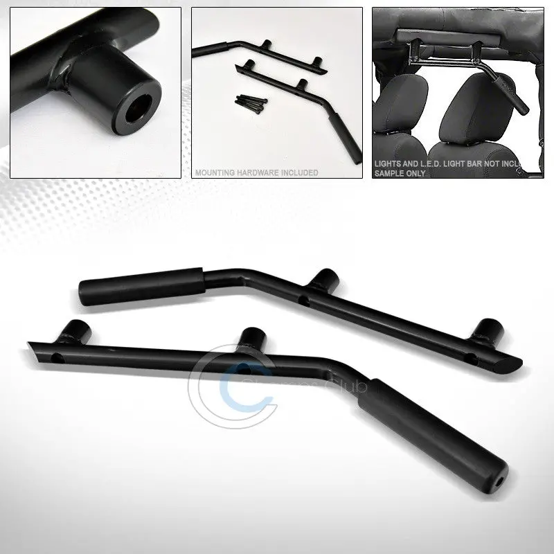 Black Solid Steel Rear-Mount Grab Handle Bars For 2007–2016 Jeep Wrangler Jk 1