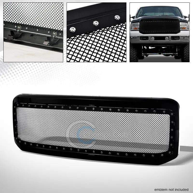Black Steel Wire Mesh Grille With Rivet Detailing For 2005–2007 Ford F-250/F-350 Super Duty 1