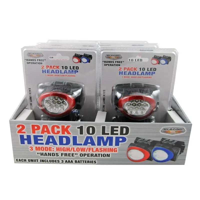 Blazing Ledz 10-Led Rechargeable Headlamp – Lightweight, Battery-Powered 2-Pack 1