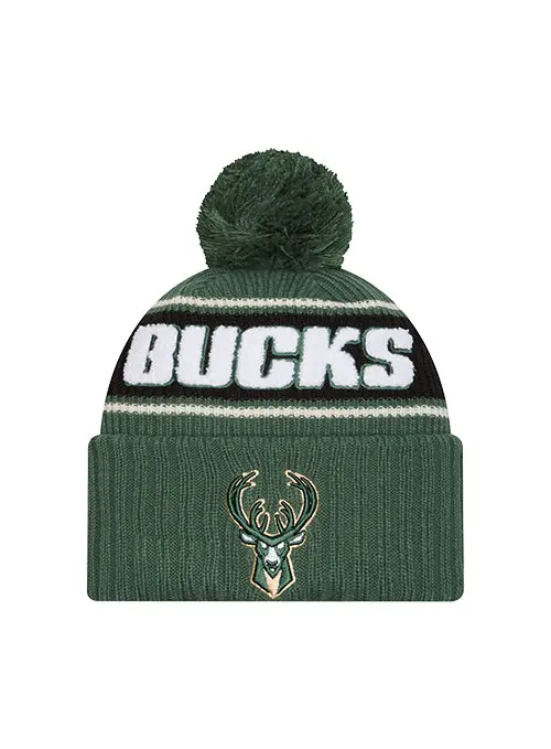 Bold Pom Knit Hat – New Era Milwaukee Bucks Unisex Style 1