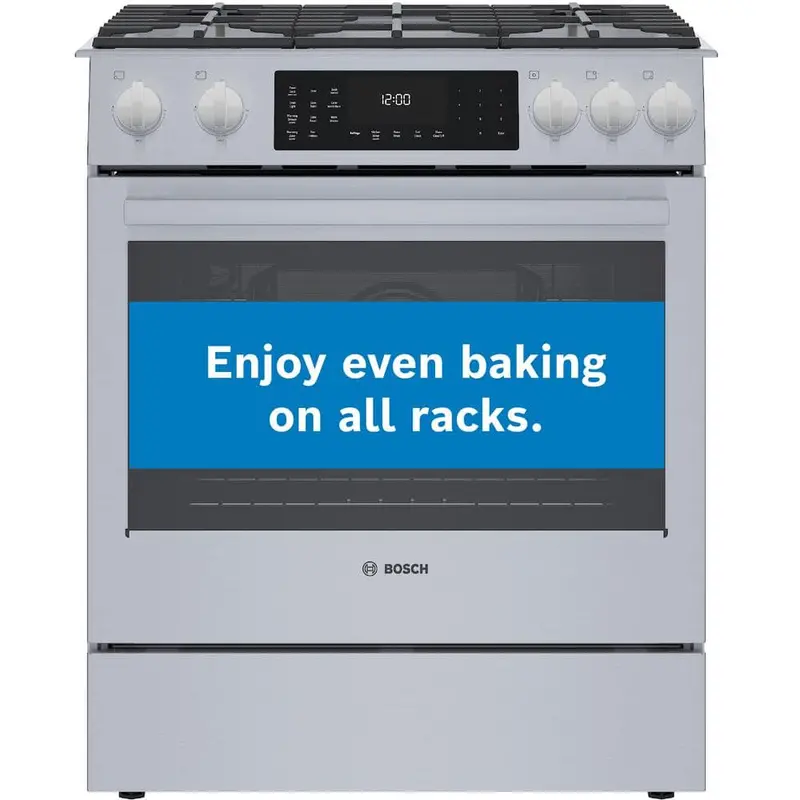 Bosch Benchmark 30-Inch Slide-In Dual Fuel Range – 4.6 Cu. Ft., Premium Stainless Finish 1
