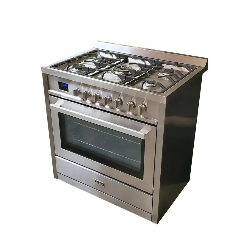 Bravo Kitchen 36-Inch Dual Fuel Range – 5 Burners, True Convection Bake, Stainless Steel 1