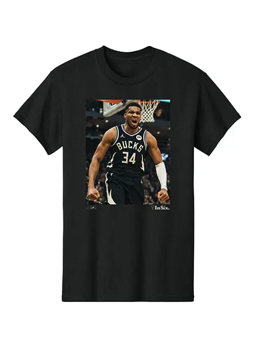 Bucks In Six Giannis Antetokounmpo Photo Reel T-Shirt 1