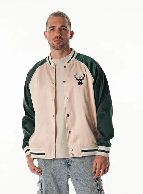 Bucks In Six X The Wild Collective 3-Line Satin Jacket – Milwaukee Bucks Fan Apparel 1