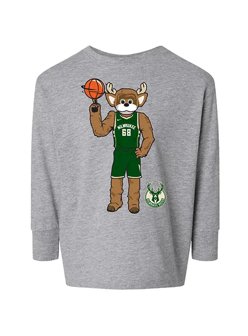 Bucks Pro Shop Toddler Long Sleeve Tee Featuring Spinning Bango Basketball 1