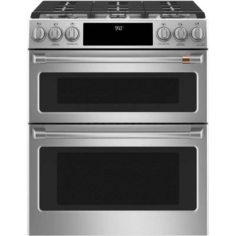 Café Smart Slide-In Dual-Fuel Range – 30-In, 7.0 Cu. Ft. Double Oven, Convection & Self-Clean, Stainless Steel 1