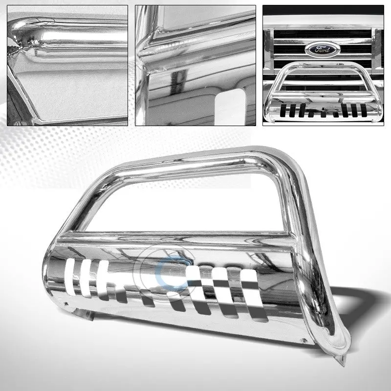 Chrome Bull Bar Grill Guard With Push Bumper For 2008+ Ford E-Series Vans (E150/E250/E350) 1