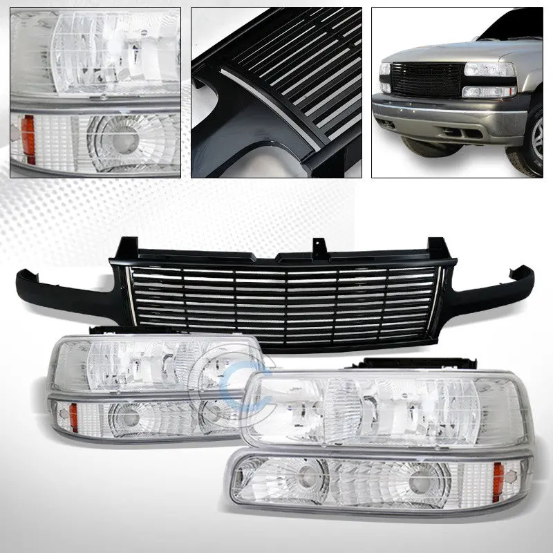 Chrome Headlights And Bumper With Black Horizontal Grille For 1999–2006 Silverado & Tahoe 1