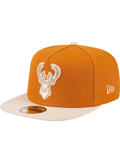 Color 59Fifty Fitted Hat – Two-Tone Orange Milwaukee Bucks 1