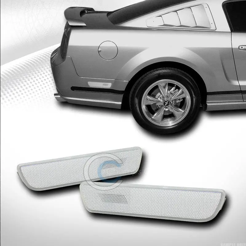 Crystal-Clear Rear Bumper Side Marker Reflectors For 2005–2009 Ford Mustang 1