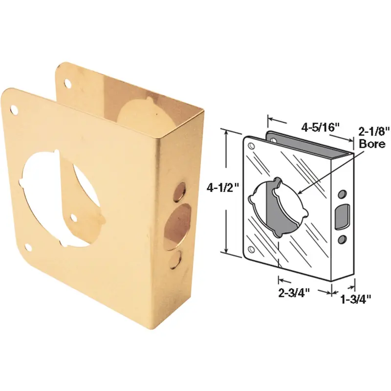 Defender Security Brass Door Reinforcer Plate – 1-3/4" × 2-3/4" Heavy-Duty Strengthening Kit 1