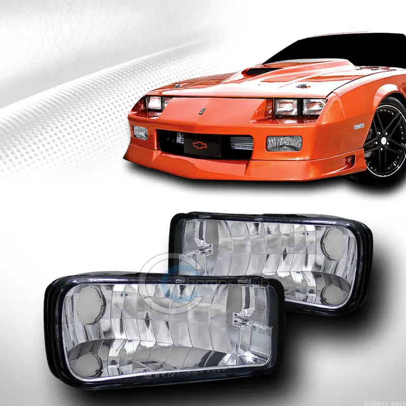 Depo Chrome-Finished Clear Lens Front Turn Signal Lamps For 1985–1992 Chevrolet Camaro Z28 1