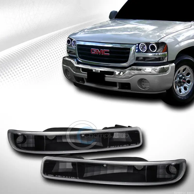 Euro Black Clear Front Turn Signal Bumper Lights For 1999, 2000–2006 Gmc Sierra & Yukon 1