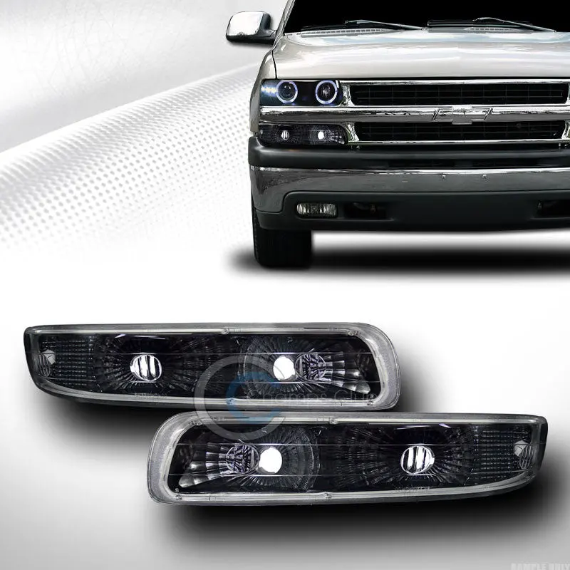 Euro-Style Black Housing With Clear Lens Bumper Turn Signals For 1999–2002 Chevrolet Silverado & 2000–2006 Tahoe/Suburban 1