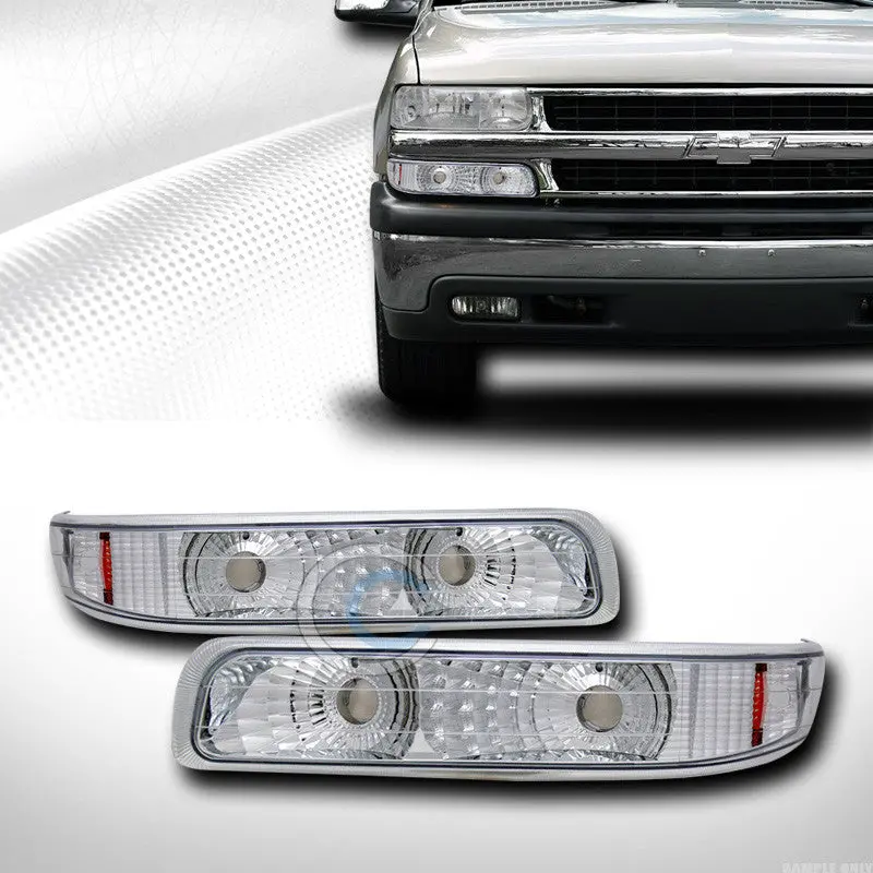 Euro-Style Chrome Amber Bumper Lights – Signal Lamps For 1999+ Chevrolet Silverado & 2000–2006 Tahoe/Suburban 1