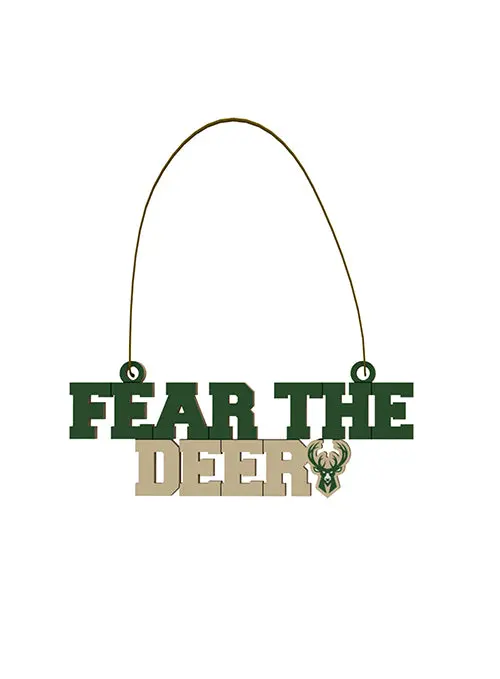 Foco Fear The Deer Milwaukee Bucks Wooden Holiday Ornament 1