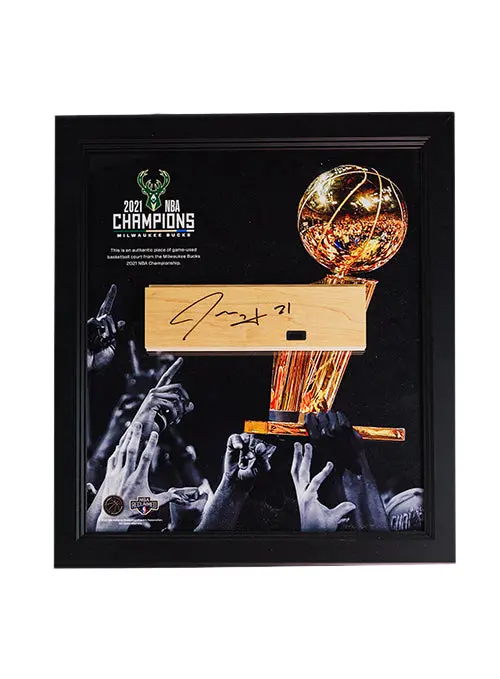 Framed Signed Artsman Jrue Holiday Milwaukee Bucks 3-Point Photo – 15" X 17" 1