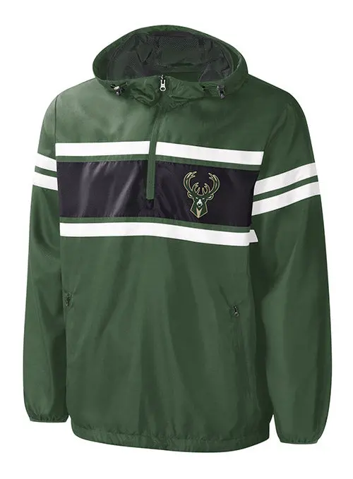 G-Iii Game Score Milwaukee Bucks Half-Zip Pullover Jacket 1