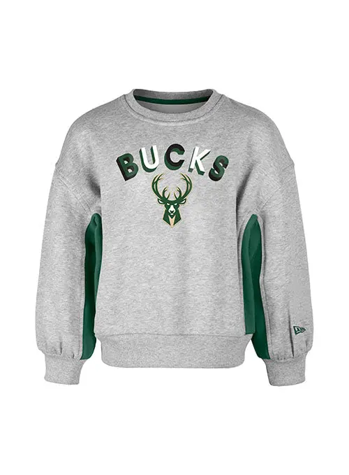 Girls' Oversized Crewneck Sweatshirt – New Era Milwaukee Bucks Youth Apparel 1