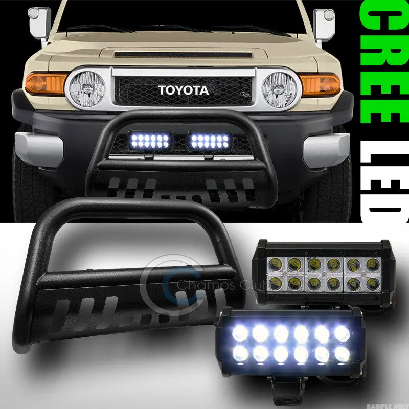 Hammered Black Bull Bar Bumper Guard With 36W Cree Led Fog Lights For 2007–2014 Toyota Fj Cruiser 1