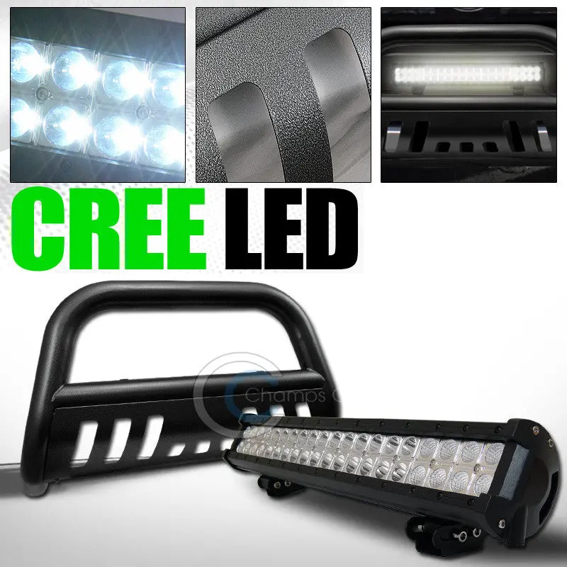 Hammered Black Steel Bull Bar With 120W Cree Led Fog Lights For Dodge Dakota & Durango (1997+) 1