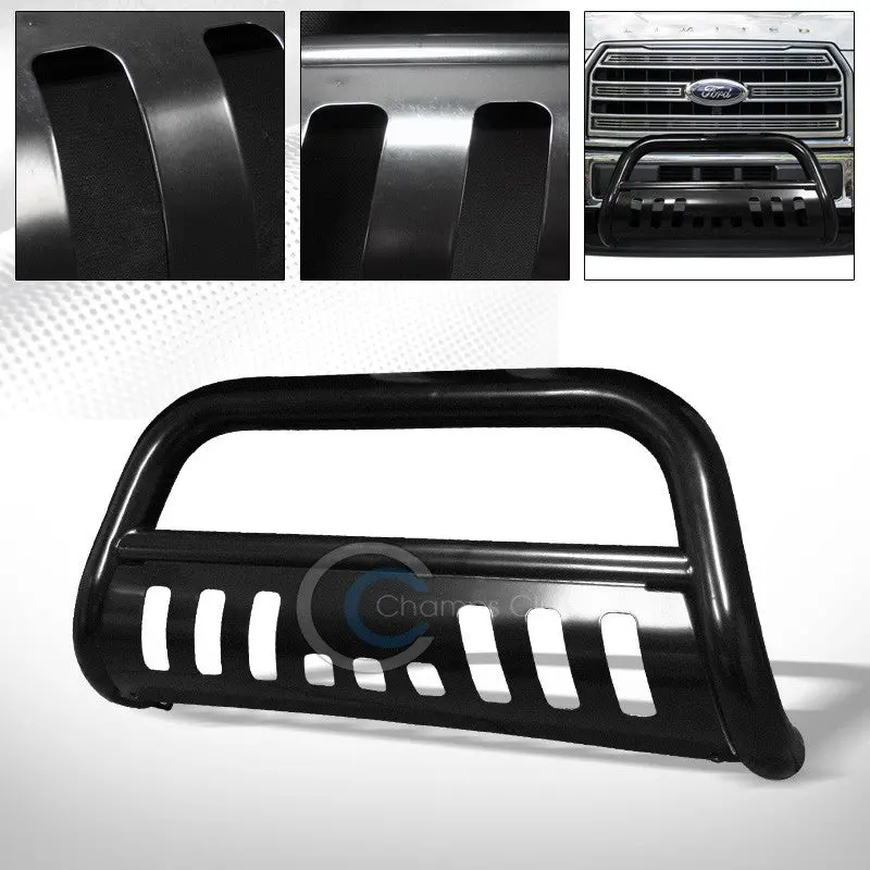 Heavy-Duty Black Brush Bull Bar Push Bumper With Grille Guard For 2015–2016 Ford F-150 1