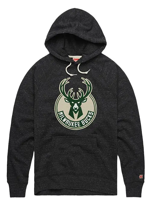 Homage Hand-Drawn Hooded Sweatshirt – Milwaukee Bucks Charcoal Design 1
