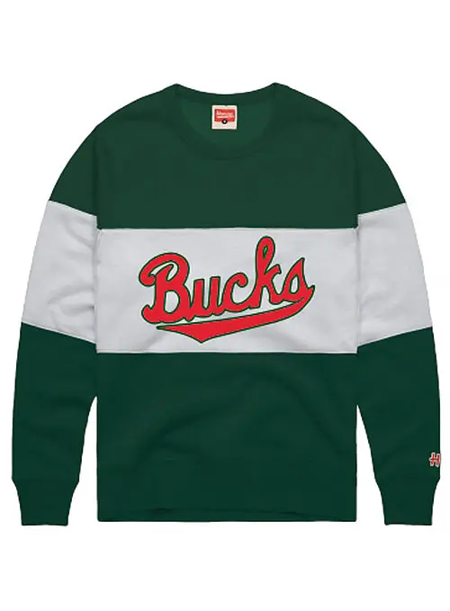 Homage Hwc '68 Milwaukee Bucks Script Stripe Crewneck Sweatshirt 1