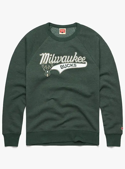Homage Milwaukee Bucks Script Crewneck Sweatshirt 1