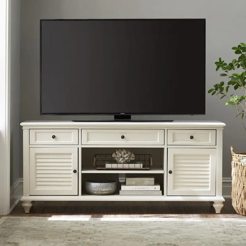 Home Decorators Hamilton Off-White 59-Inch Tv Stand With Three Soft-Close Drawers 1