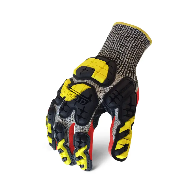 Iron Clad Indi-Kc5 Red-Palm Knit Cut Level 5 Industrial Impact Glove 1