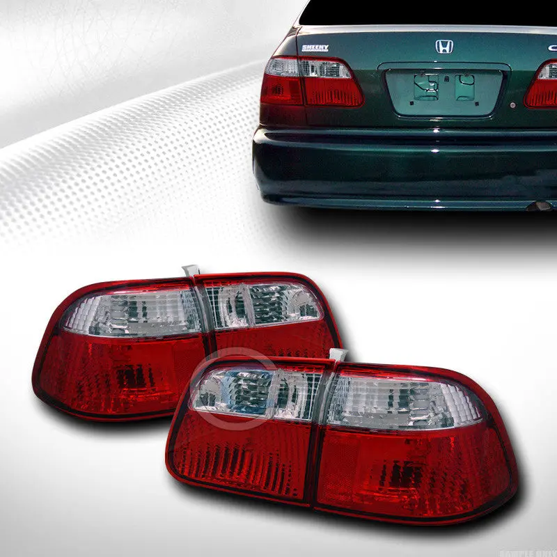 Jdm-Inspired Red/Clear Tail Lights With Trunk Lamps For 1999–2000 Honda Civic Ej Sedan 1