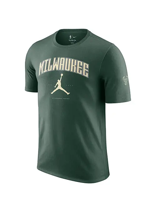 Jordan City Script Logo Milwaukee Bucks Green T-Shirt 1