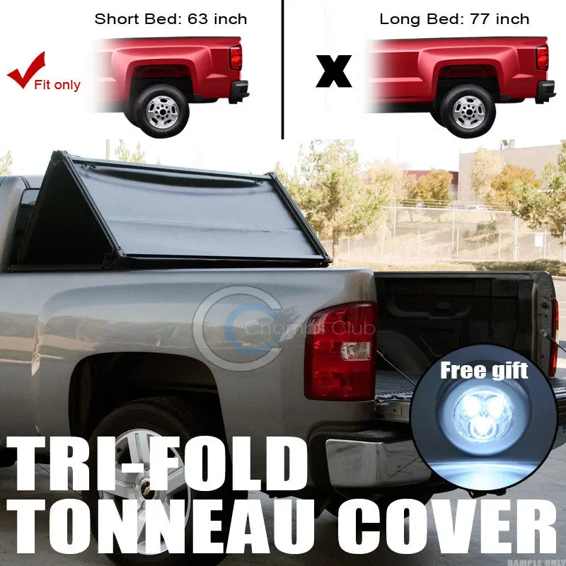 Jr Tri-Fold Soft Tonneau Cover For 2000–2004 Dodge Dakota (Quad/Crew Cab, 5.5' Short Bed) 1