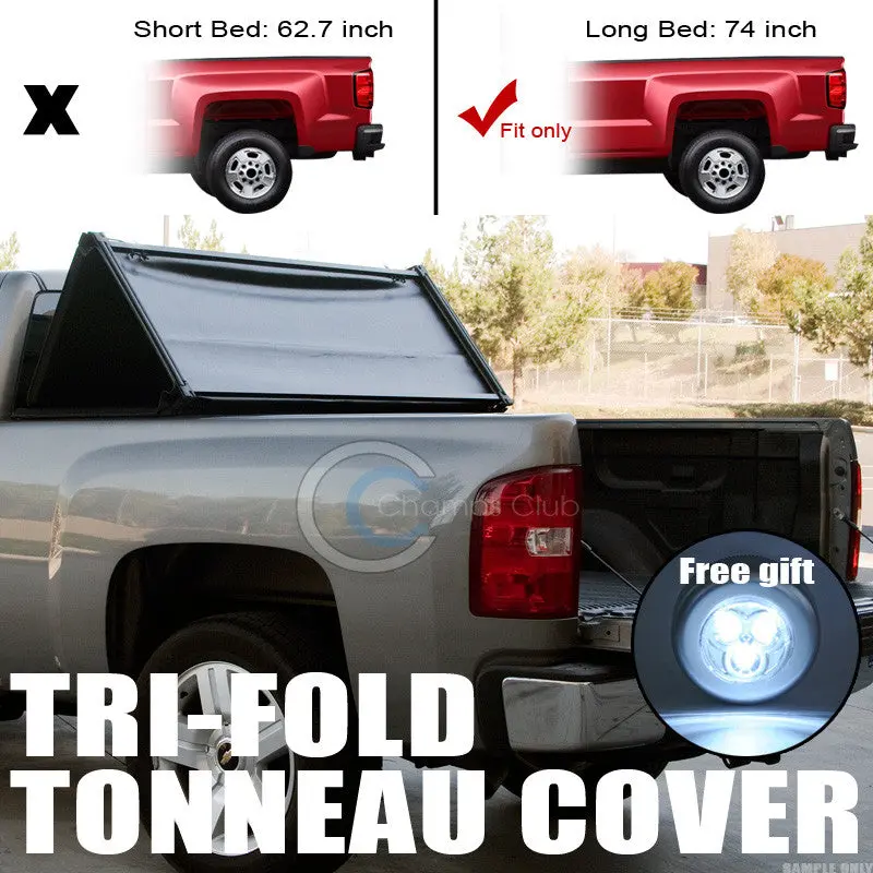 Jr Tri-Fold Soft Tonneau Cover For 2004–2012 Chevrolet Colorado & Gmc Canyon (Regular/Extended Cab, 6' Bed) 1