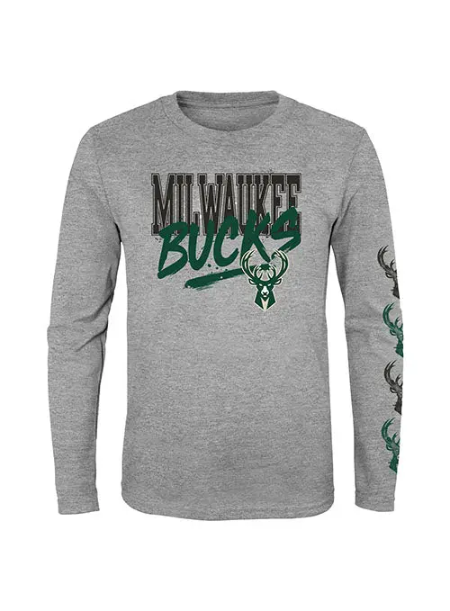 Juvenile Outerstuff Get Busy Long Sleeve T-Shirt – Milwaukee Bucks 1