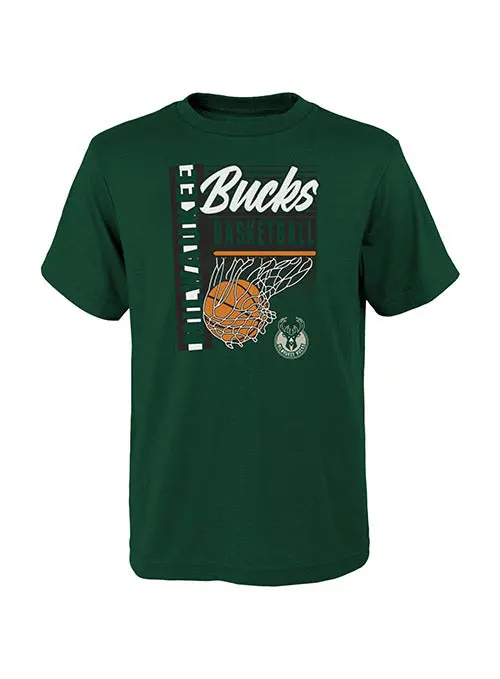 Juvenile Swish Green Milwaukee Bucks Short Sleeve T-Shirt 1