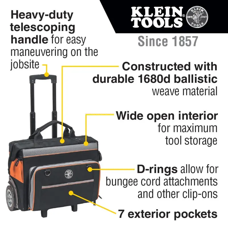 Klein Tools 55452Rtb Heavy-Duty Rolling Tool Bag With Wheels 1