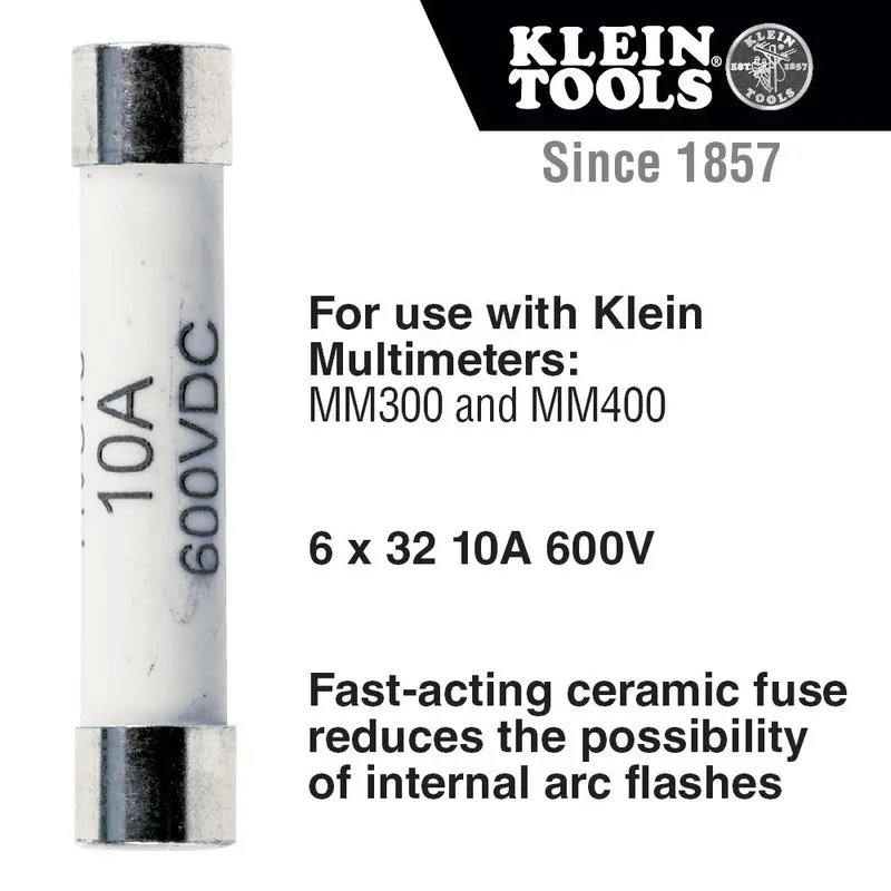 Klein Tools 69032 10A, 600V Ceramic Fuse — 6×32Mm (Mm300/400) 1