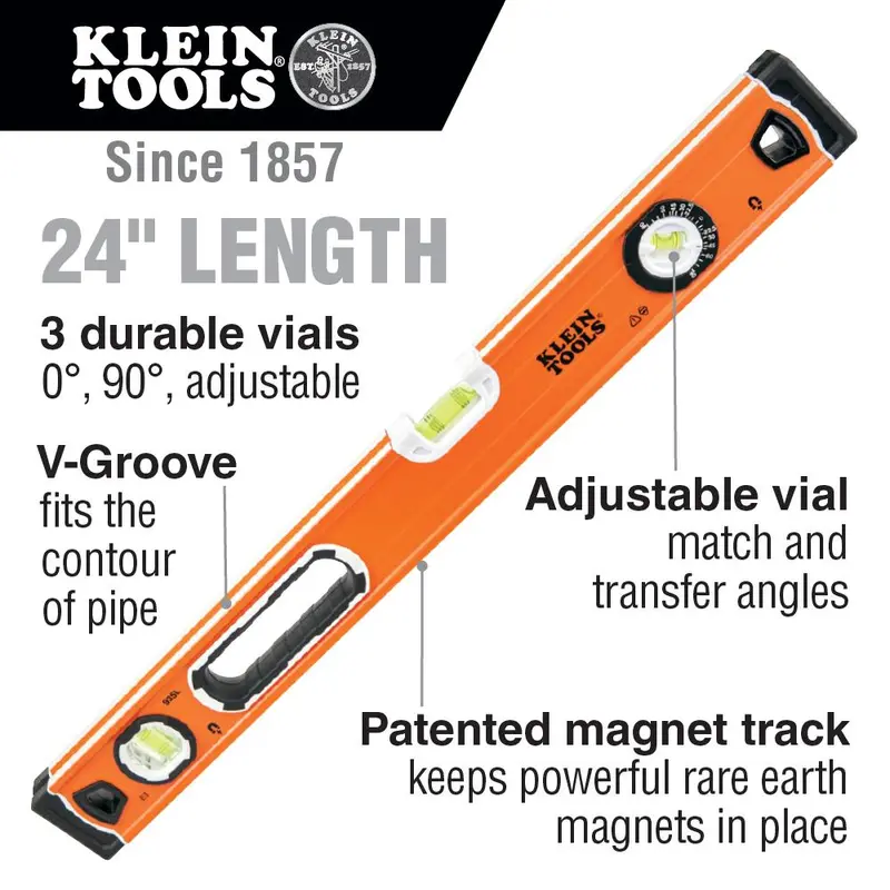 Klein Tools 935L Aluminum Bubble Level – Precision Straightedge Tool 1