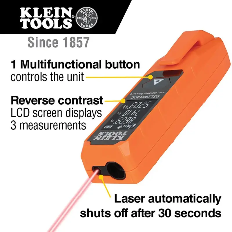 Klein Tools 93Ldm100C Compact Laser Distance Measurer – Up To 100 Ft 1