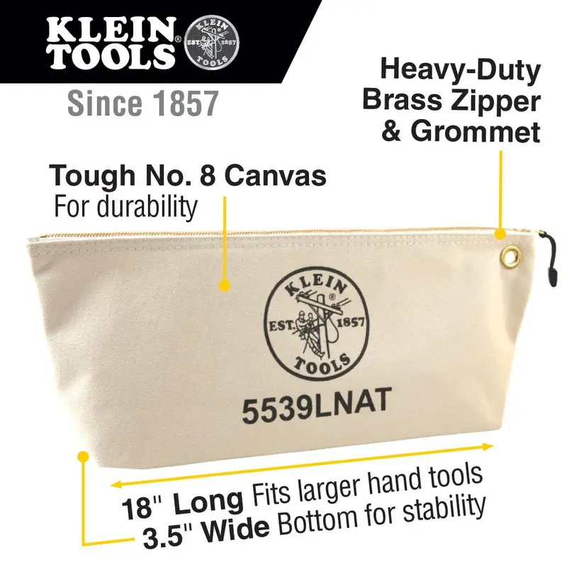 Klein Tools Large Zippered Canvas Bag – Natural, Model 5539Lnat 1
