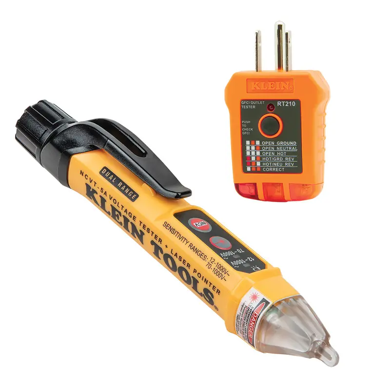 Klein Tools Ncvt5Kit Dual-Range Voltage And Gfci Tester Combo Kit 1