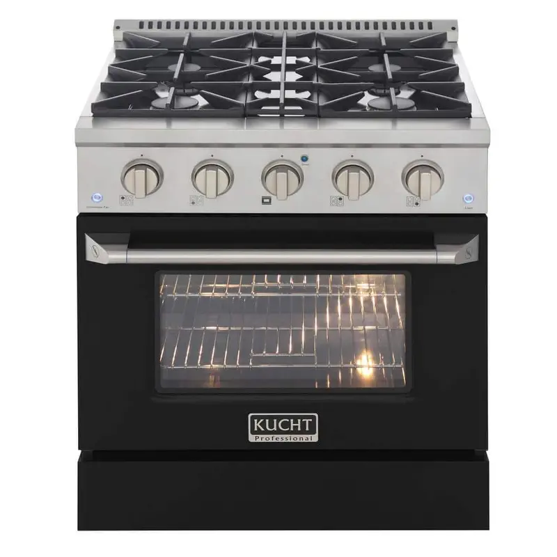 Kucht 30-Inch Dual Fuel Range – 4.2 Cu. Ft. Convection Oven, Matte Black Finish 1
